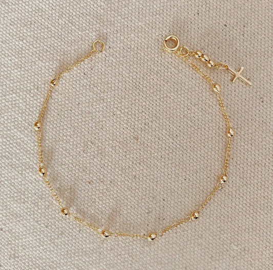 18k Gold Filled Cross Bracelet