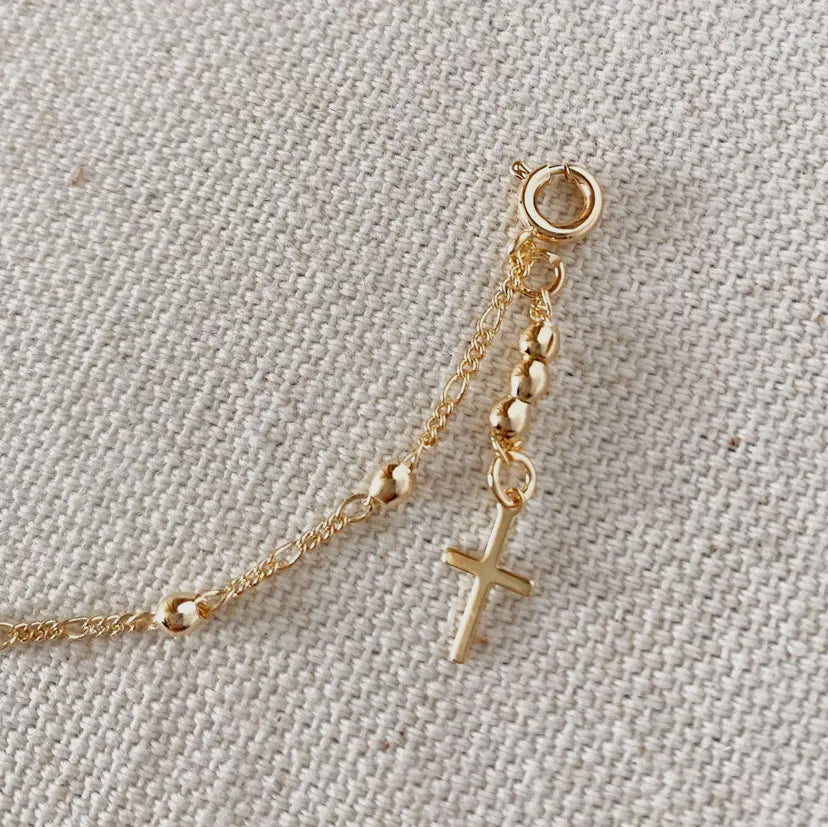 18k Gold Filled Cross Bracelet